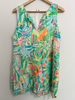 Lilly Pulitzer Skort Dress Tropical Print Resort Wear Coastal Romper Dress